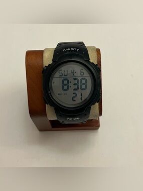 CakCity Men's Digital Sports Watch 48MM Black Plastic Bands LED